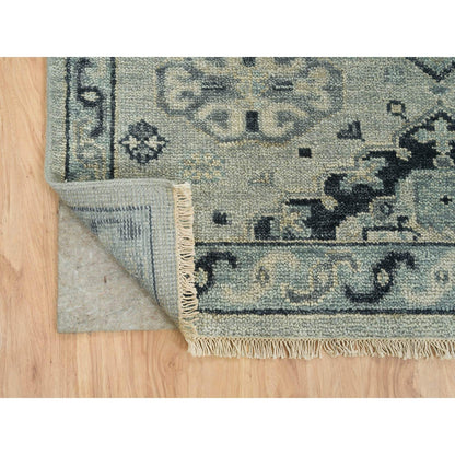 8'10"X11'10" Silver Gray Pure Wool Hand Knotted Anatolian Design Rug