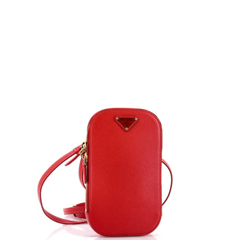 Prada Zip Phone Holder Crossbody Bag Saffiano Leather