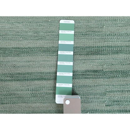 6'1"X9'1" Light Green Flat Weave Kilim Hand Woven Wool Reversible Rug