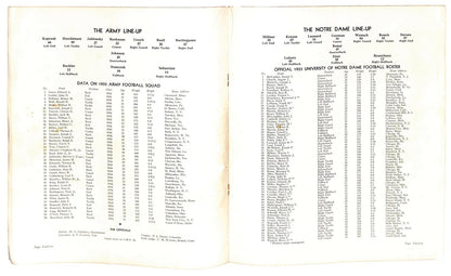 12/2/1933 Army Vs. Notre Dame College Program 185793