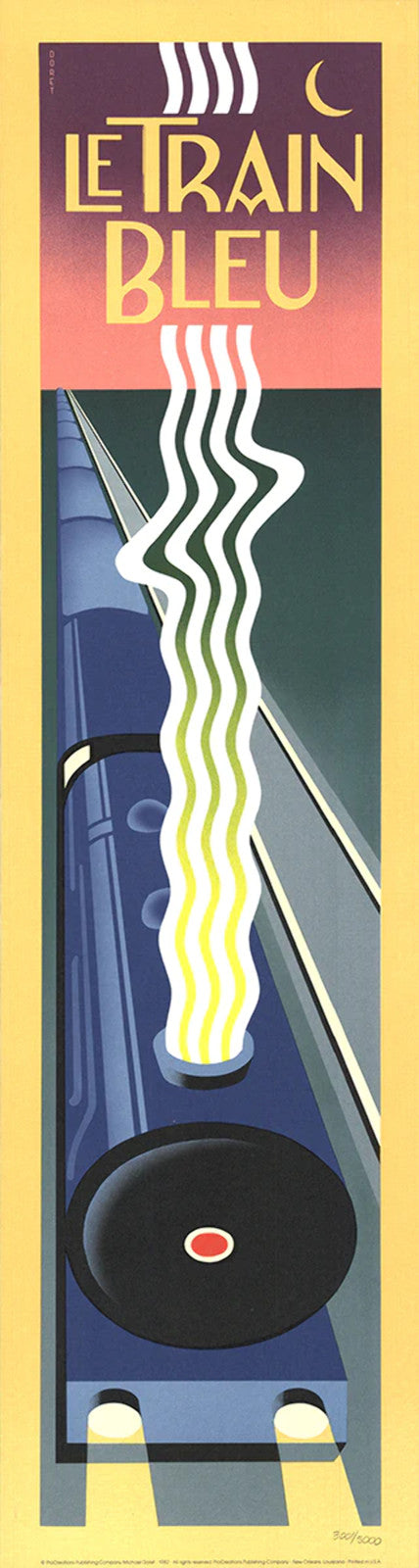 Michael Doret Le Train Bleu " Lithograph Contemporary Blue Red