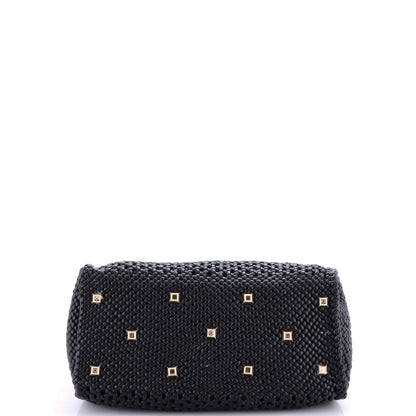 Salvatore Ferragamo Studio Satchel Woven Leather And Leather Medium