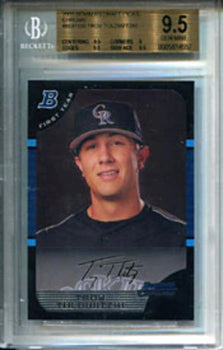 Troy Tulowitzki Unsigned 2005 Bowman Chrome Draft Picks Beckett Graded 9.5 Card