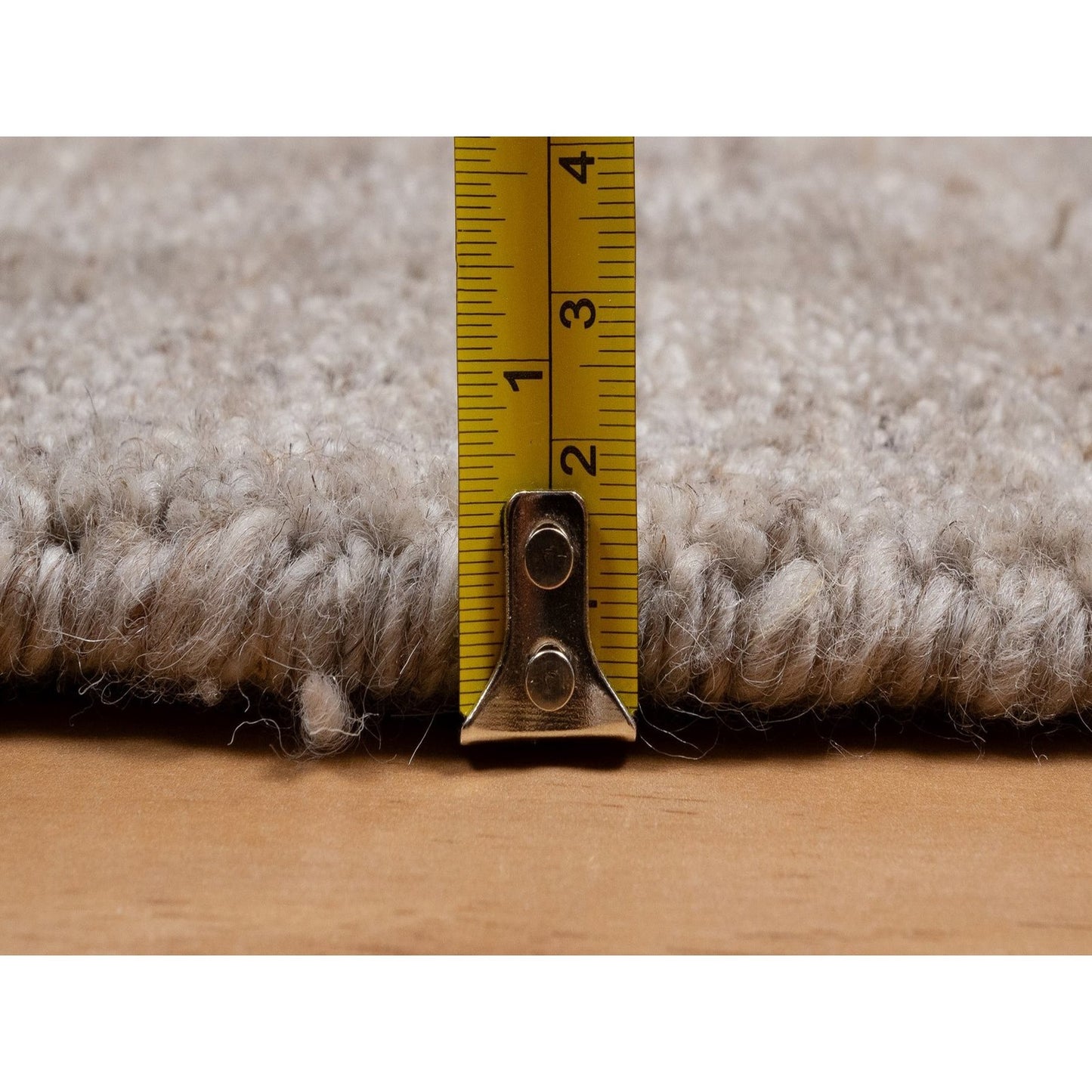 5'X5' Tan Brown Salt And Pepper Design Hand Loomed Natural Wool Round Rug