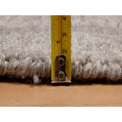 5'X5' Tan Brown Salt And Pepper Design Hand Loomed Natural Wool Round Rug