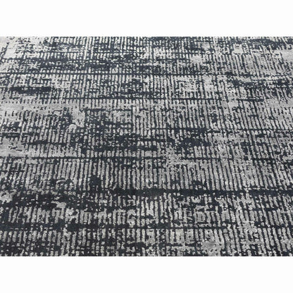 5'10"X9' Black Modern Wool And Plant Based Silk Hand Loomed Rug