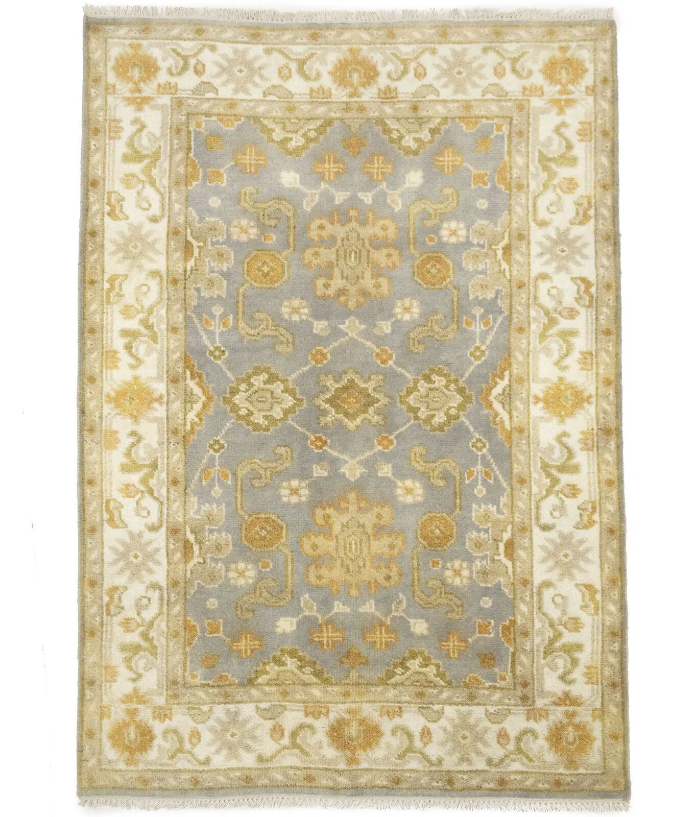 Handmade Classic Oushak Chobi Rug Floral Design