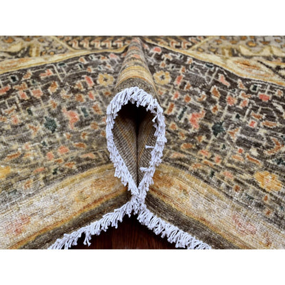 8'4"X9'6" Brown 14Th Century Mamluk Dynasty Pattern Hand Knotted Wool Rug