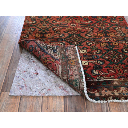 2'5"X9'4" Red Vintage Zoroastrian Khamadan Hand Knotted All Wool Runner Rug