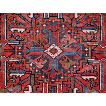 7'10"X11'4" Red Hand Knotted Cleaned Evenly Worn Vintage Oriental Rug