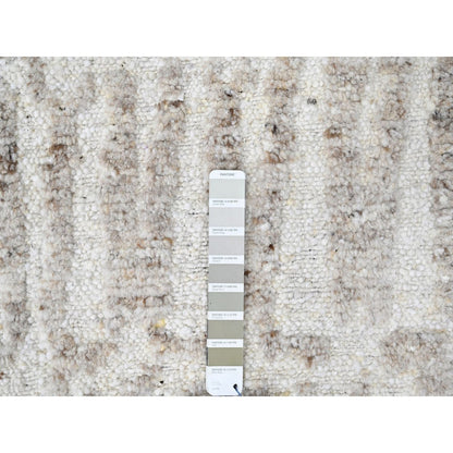 10'X13'10" Ivory Minimalist Swedish Design Hand Knotted Pure Wool Rug