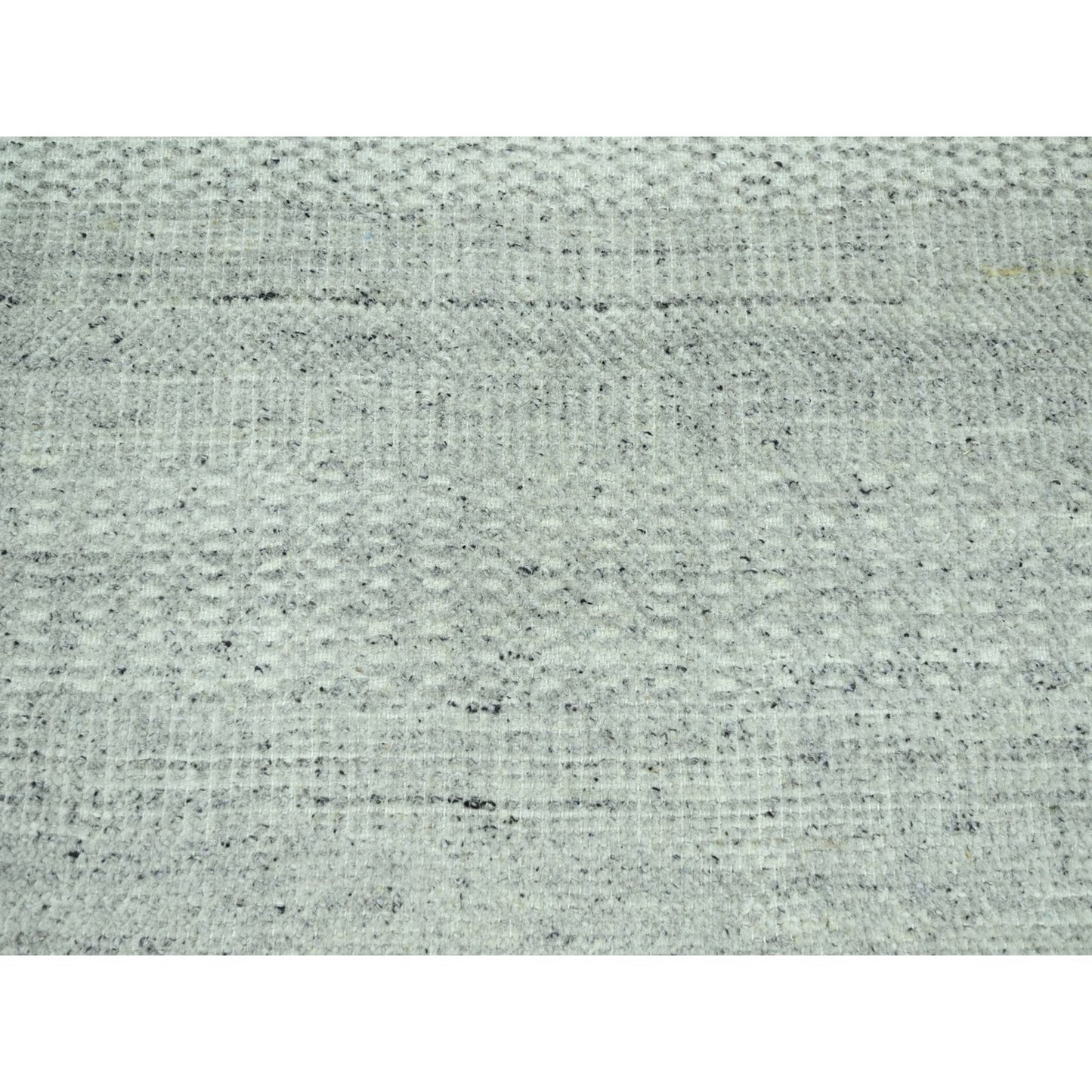 10'1"X13'9" Gray Wool Rug Distressed & Oxidized Grass Design Hand Knotted