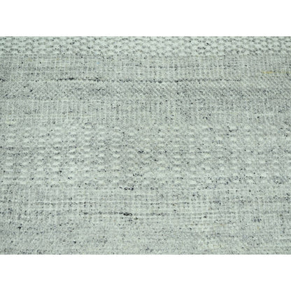 10'1"X13'9" Gray Wool Rug Distressed & Oxidized Grass Design Hand Knotted