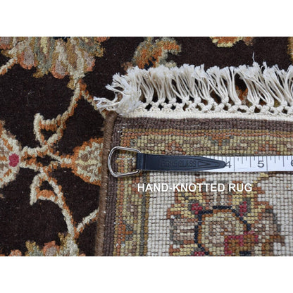 2'7"X15'9" Brown Rajasthan Wool And Silk Xl Runner Hand Knotted Rug