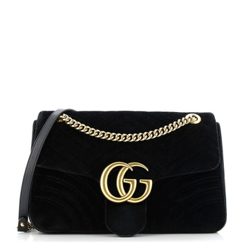 Gucci Gg Marmont Flap Bag Matelasse Velvet Medium