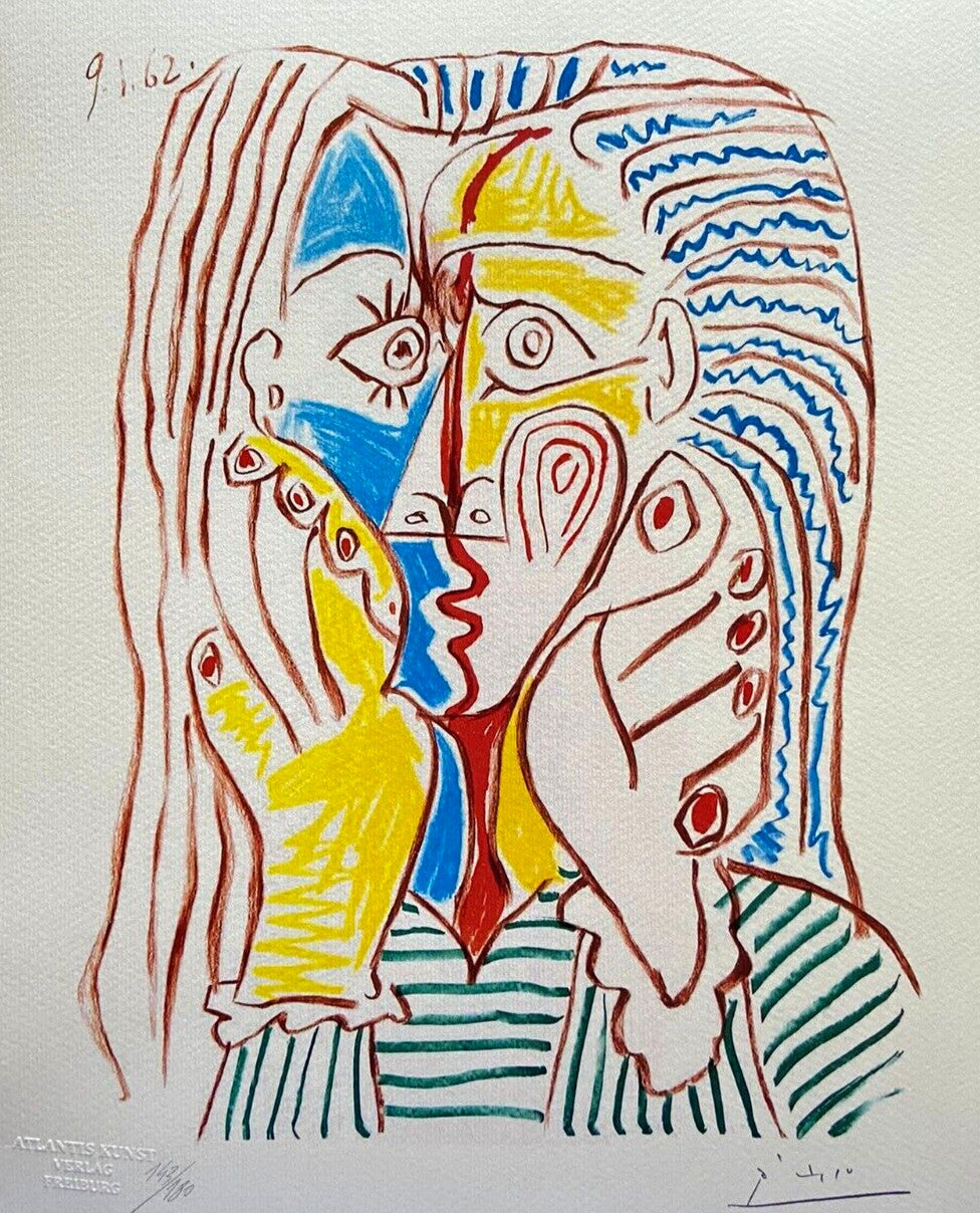 Pablo Picasso Lithograph Coa Signed In Pen Numbered In Pencil Crayon