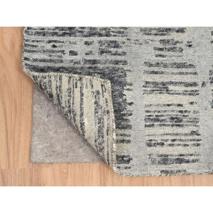 2'6"X20' Gray Modern Design Wool Hand Knotted Xl Runner Rug