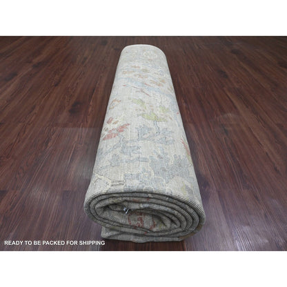 9'X11'10" Gray Hand Knotted Ziegler Mahal Design 100% Wool Oriental Rug