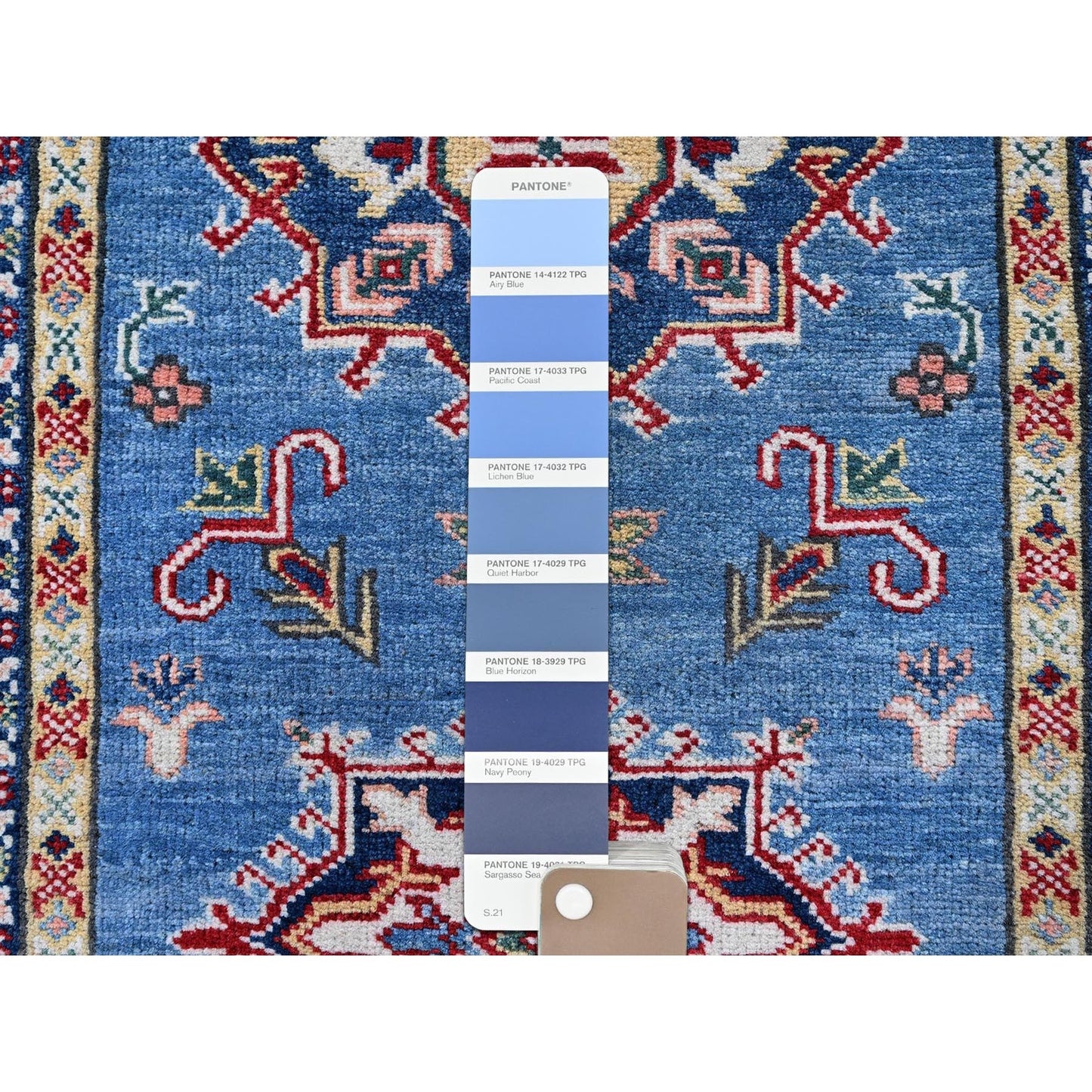 2'10"X16' Blue Kazak With Medallions Design Wool Hand Knotted Runner Rug