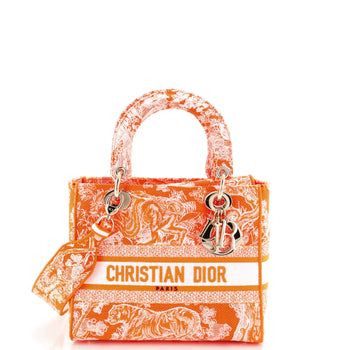 Christian Dior Toile De Jouy Lady D-Lite Bag Embroidered Canvas