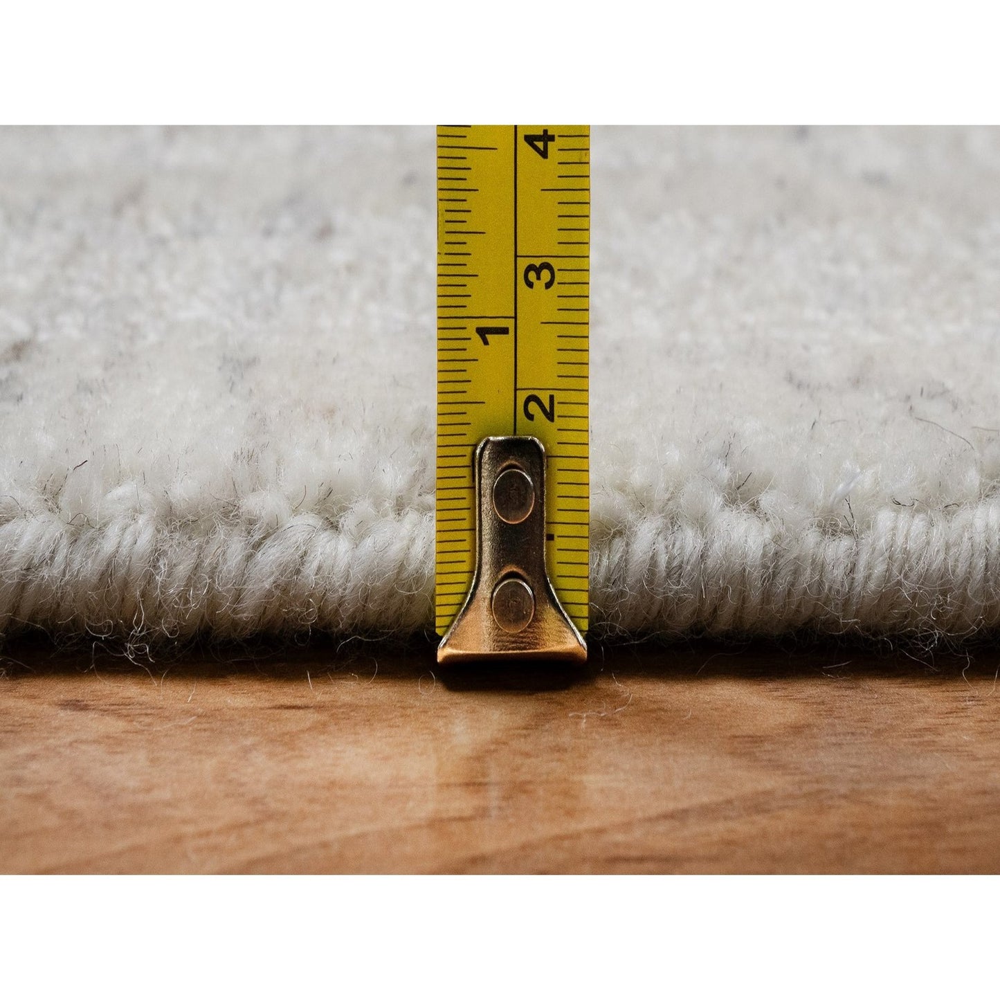 2'5"X10' Ivory Hand Loomed Vertical Stripe Design Natural Wool Runner Rug
