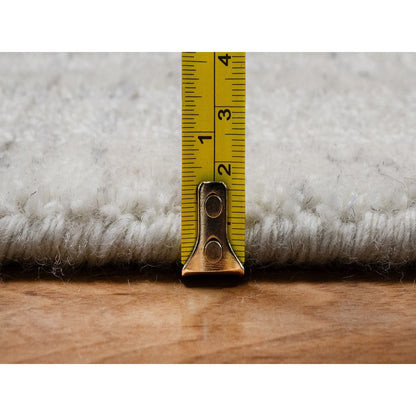 2'5"X10' Ivory Hand Loomed Vertical Stripe Design Natural Wool Runner Rug
