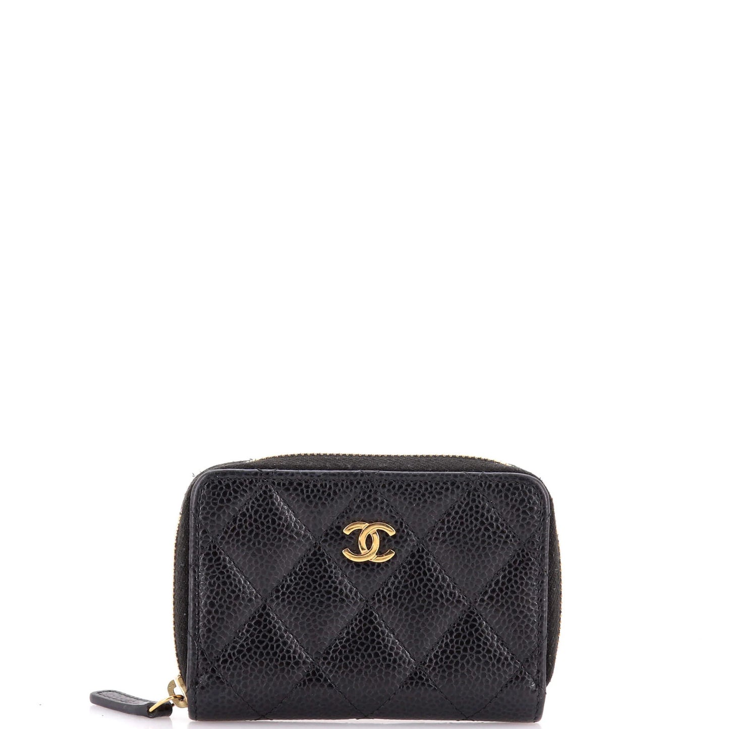 Chanel Cc Zip Coin Purse Quilted Caviar Small