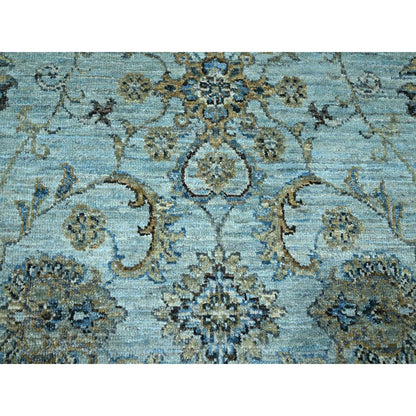 8'1"X8'1" Blue Agra Shah Abbas Flower Design Wool Hand Knotted Square Rug