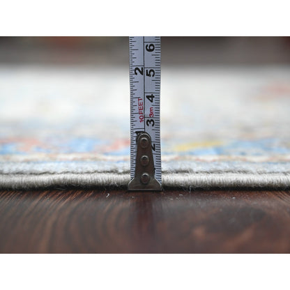 2'8"X10'2" Gray Caucasian Akstafa Design Hand Knotted All Wool Runner Rug