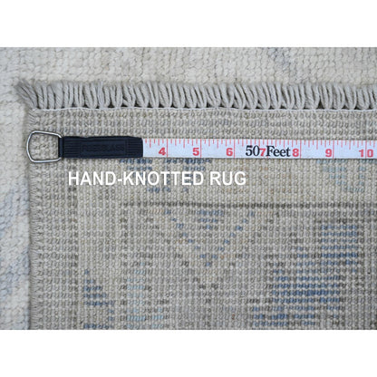 4'1"X8' Gray Anatolian Village Inspired Pure Wool Hand Knotted Runner Rug