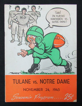 11/24/1945 Tulane Vs. Notre Dame College Program