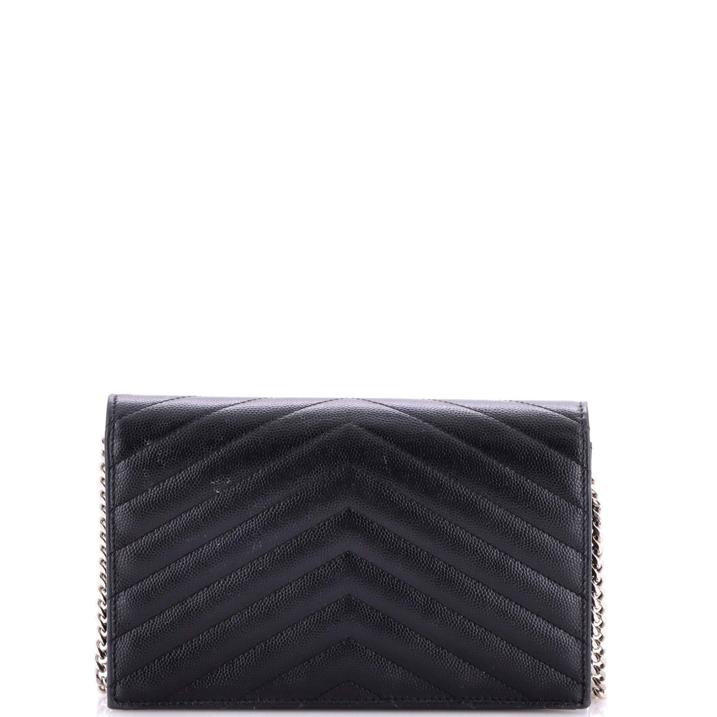 Saint Laurent Classic Monogram Wallet On Chain Matelasse Chevron Leather Small