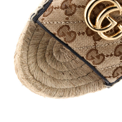 Gucci Women'S Gg Marmont Espadrilles Slide Sandals Diagonal Quilted Gg Canvas