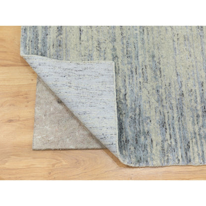 6'1"X9' Light Gray Jacquard Hand Loomed Modern Natural Wool Oriental Rug