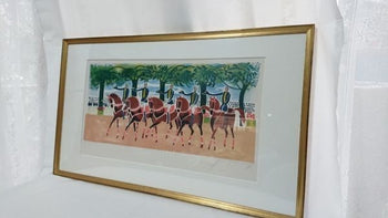 Jean-Pierre Grosperrin Lithograph Signed Horse Parade French Art 65X30Cm
