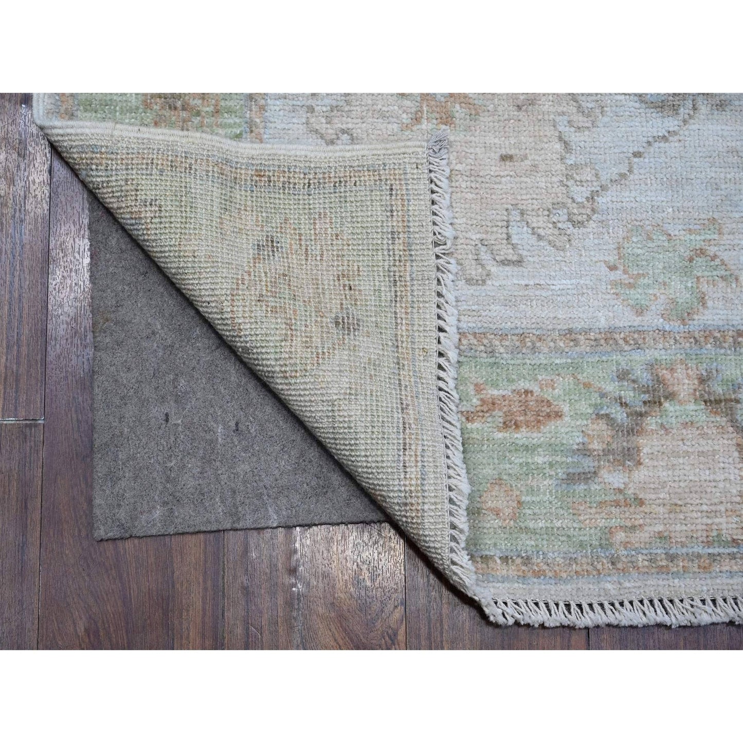 2'9"X15'4" Timberwolf Gray Afghan Angora Oushak Xl Runner Oriental Rug