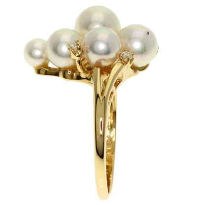 Gold MIKIMOTO Pearl Diamond Ring K18 Yellow