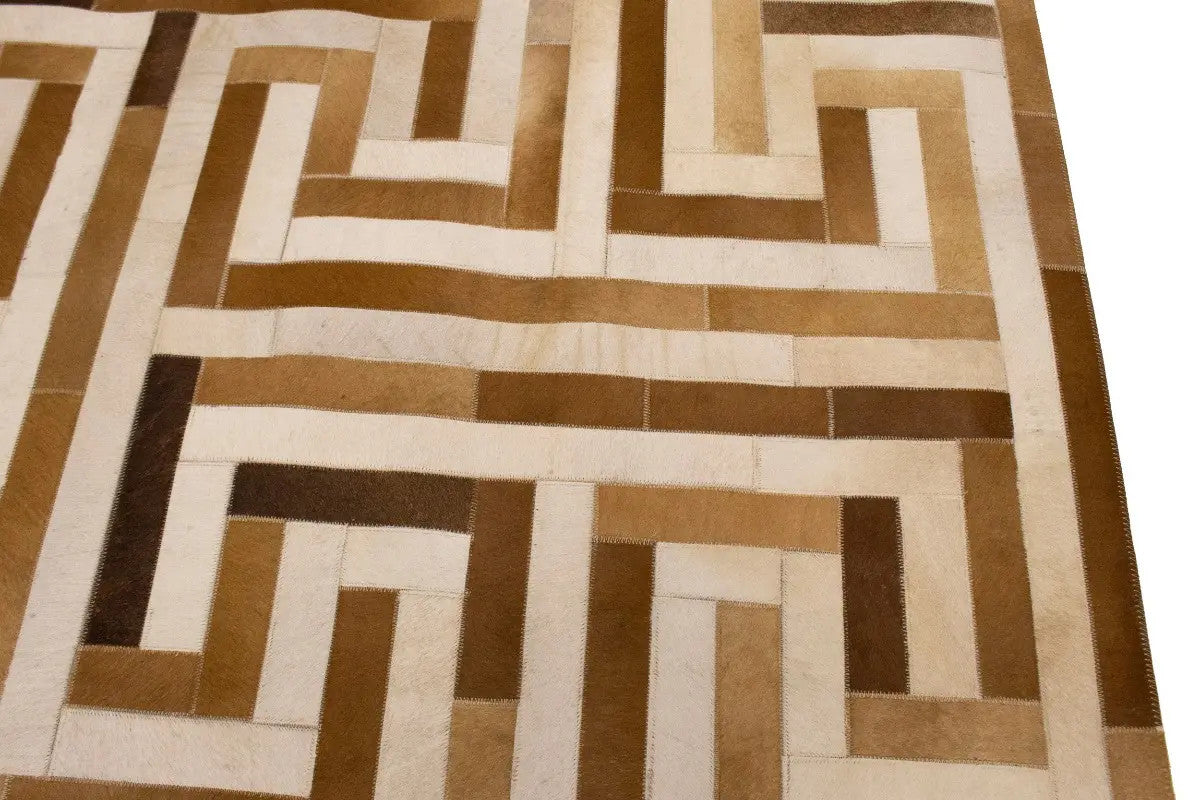 Cowhide leather rug modern square design contemporary carpet ft 6x6 ft