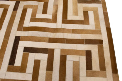 Cowhide leather rug modern square design contemporary carpet ft 6x6 ft