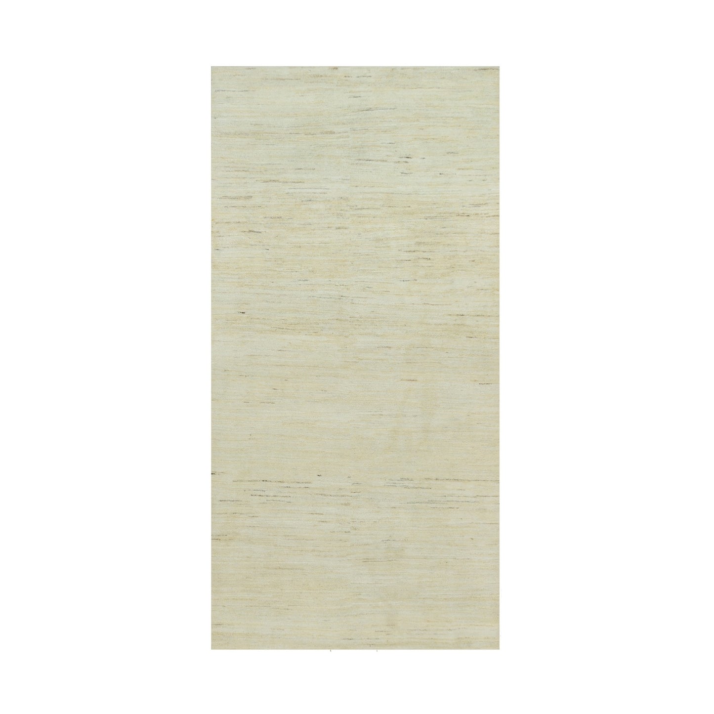 4'X8' Ivory Lori Buft Plain Design Wool Hand Knotted Wide Runner Rug