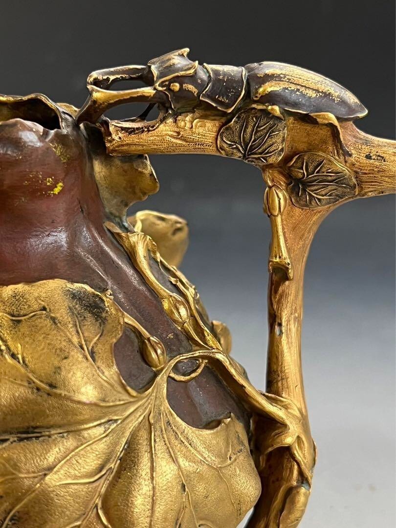 Christofle Bronze Vase By Henri Varenne 1900C Vines And Stag Beetles
