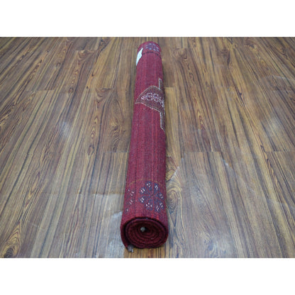 3'7"X4'10" Tribal Design Hand Made Pure Wool Colorful Afghan Village Rug