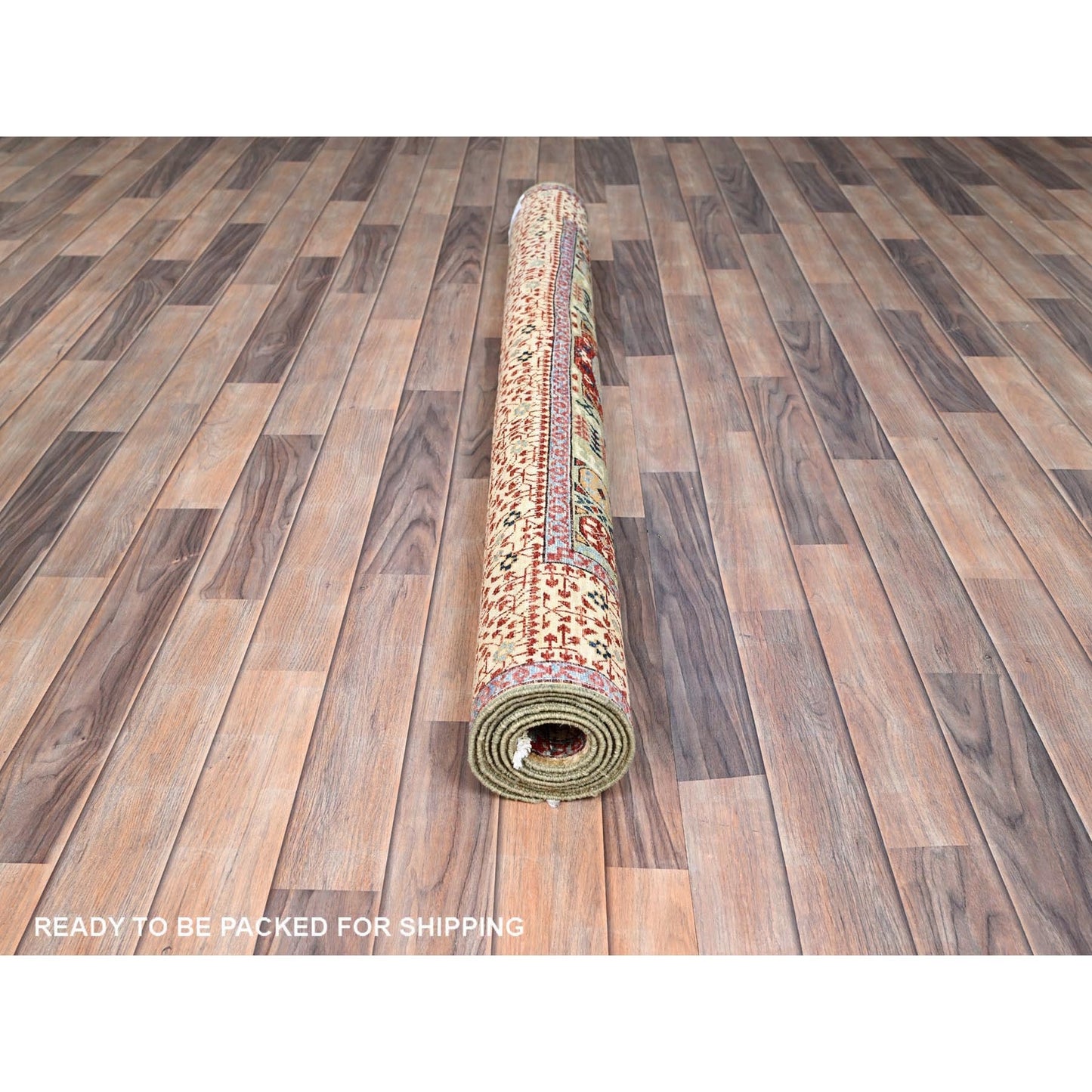 5'X6'8" Green Hand Knotted Soft Wool Mamluk Design Oriental Rug