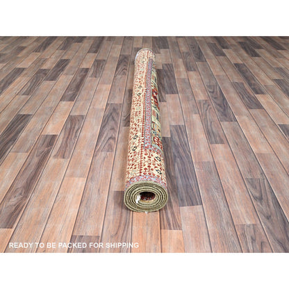 5'X6'8" Green Hand Knotted Soft Wool Mamluk Design Oriental Rug