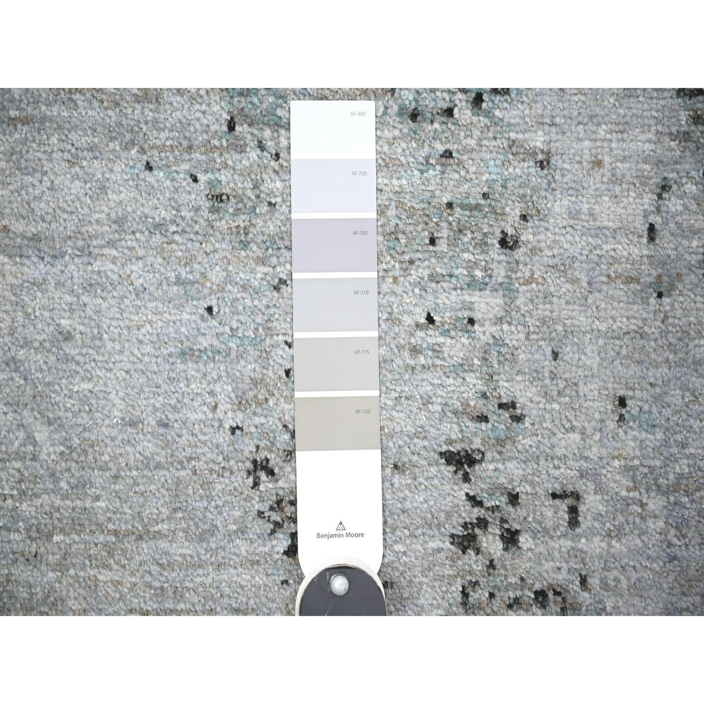 8'10"X12'9" Cloud Gray Modern Galaxy Design Pure Wool Hand Knotted Rug