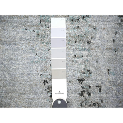 8'10"X12'9" Cloud Gray Modern Galaxy Design Pure Wool Hand Knotted Rug