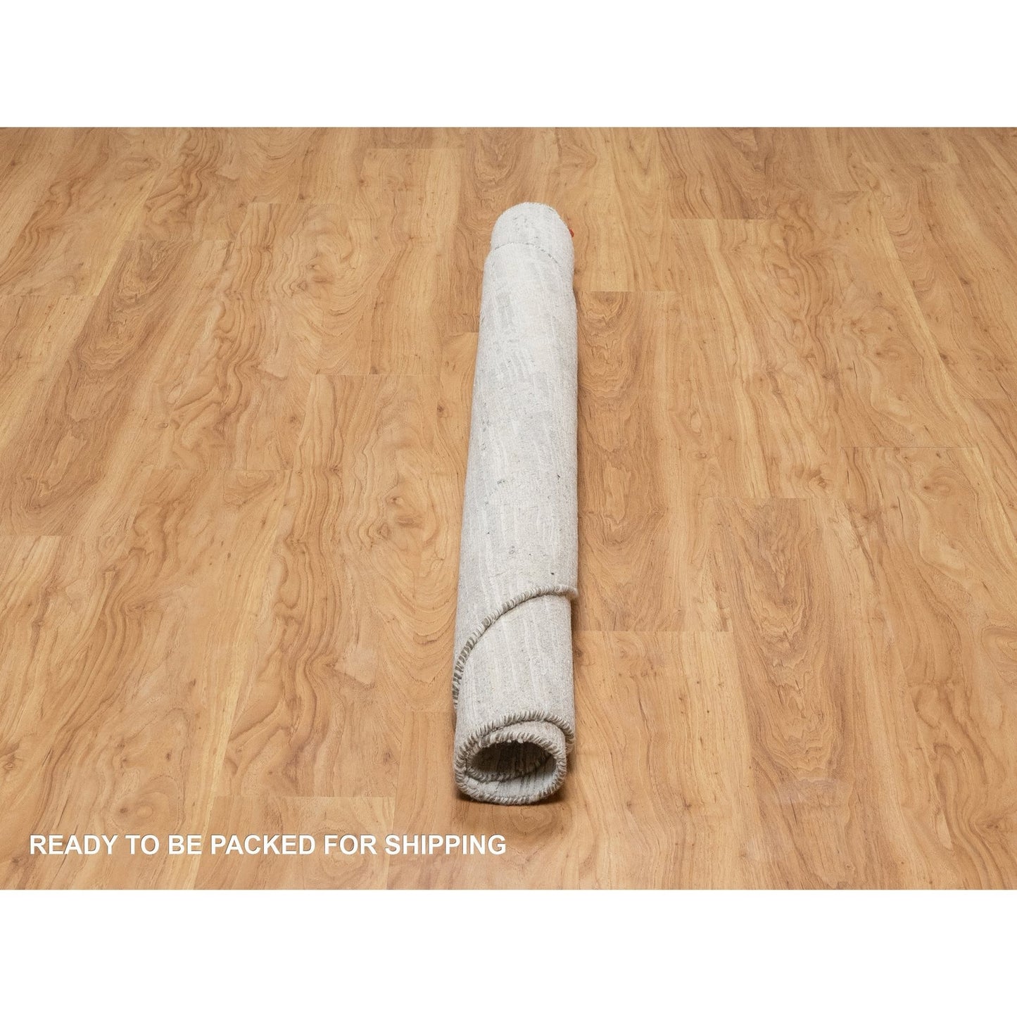 6'X6' Gray Modern Undyed Natural Wool Hand Knotted Round Oriental Rug