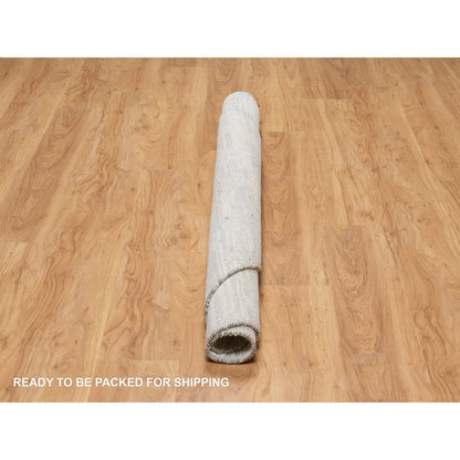 6'X6' Gray Modern Undyed Natural Wool Hand Knotted Round Oriental Rug