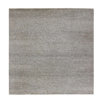 Rug 8'x8' Glacier Gray Modern Grass Hand Knotted Wool Square Oriental