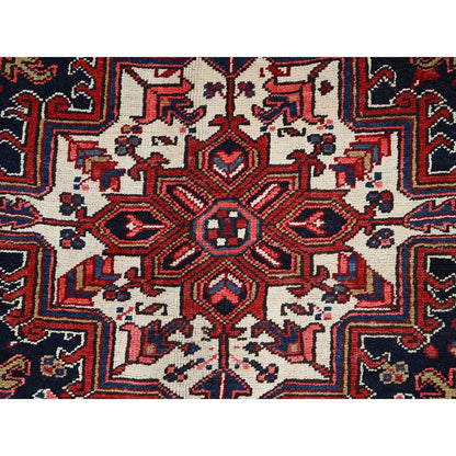 9'X11'3" Locomotive Red Antique Heris Village Design Wool Oriental Rug